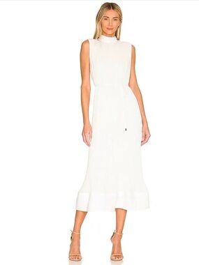 Milly Melina Solid Pleat White Dress New